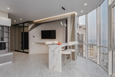 1 bedroom and living room